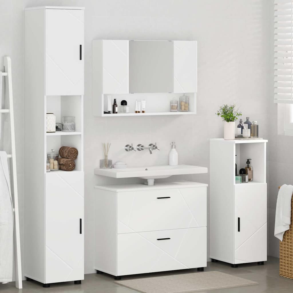 Bathroom Furniture Set with Drawer 4 pcs White 30 x 35 x 192 cm